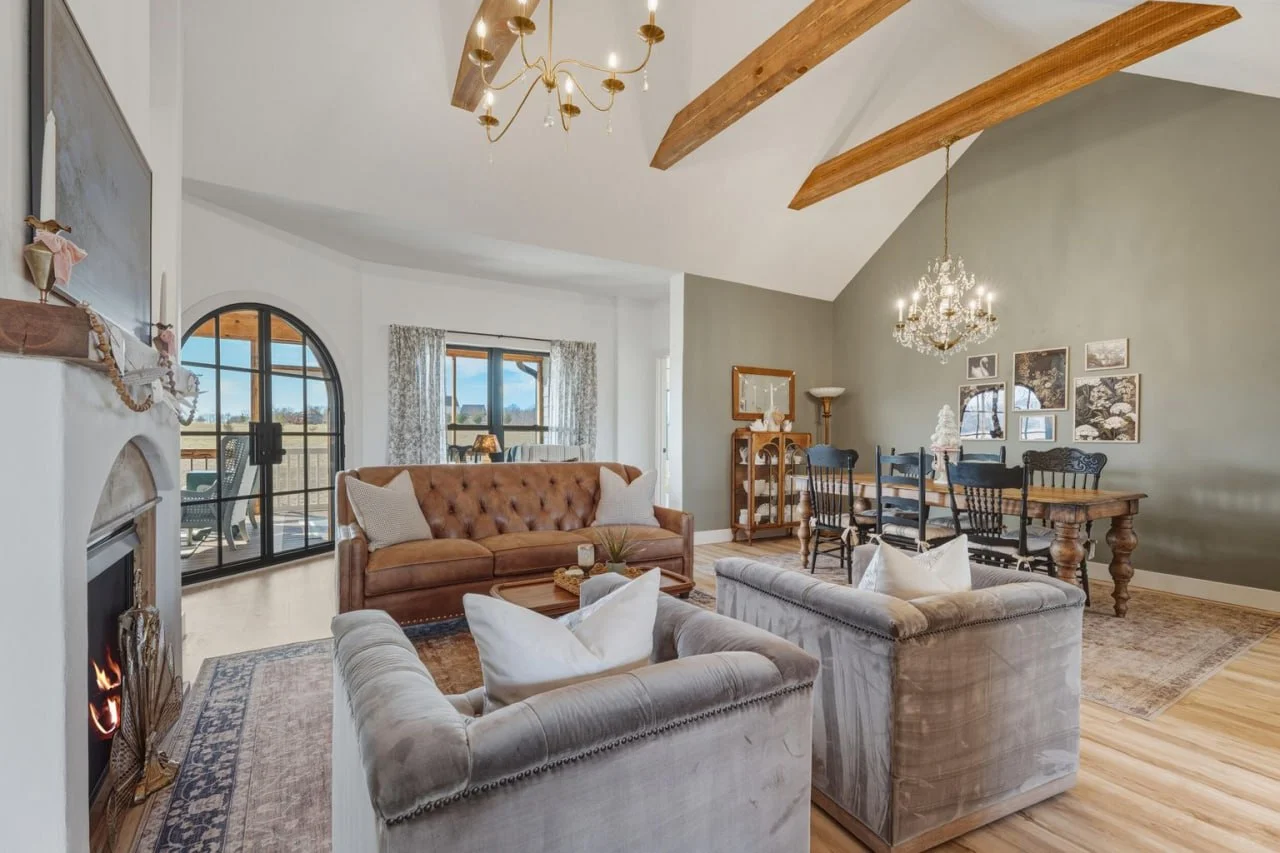 Entryway with black frame door